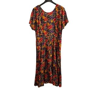 Vintage Jamie Brooke Dress Womens 24 Floral Maxi Grunge Dark Cottagecore Grandma